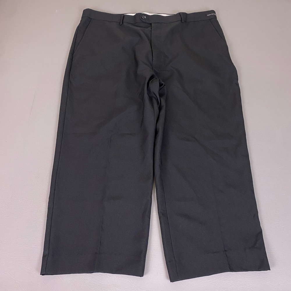 Victorio Couture Dress Pants Mens 42x26 Black Stain Defender Flat Front *Wear*‎